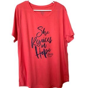 NWT XL Christian Graphic T-Shirt “She Rejoices in Hope” Bible Verse Faith Tee